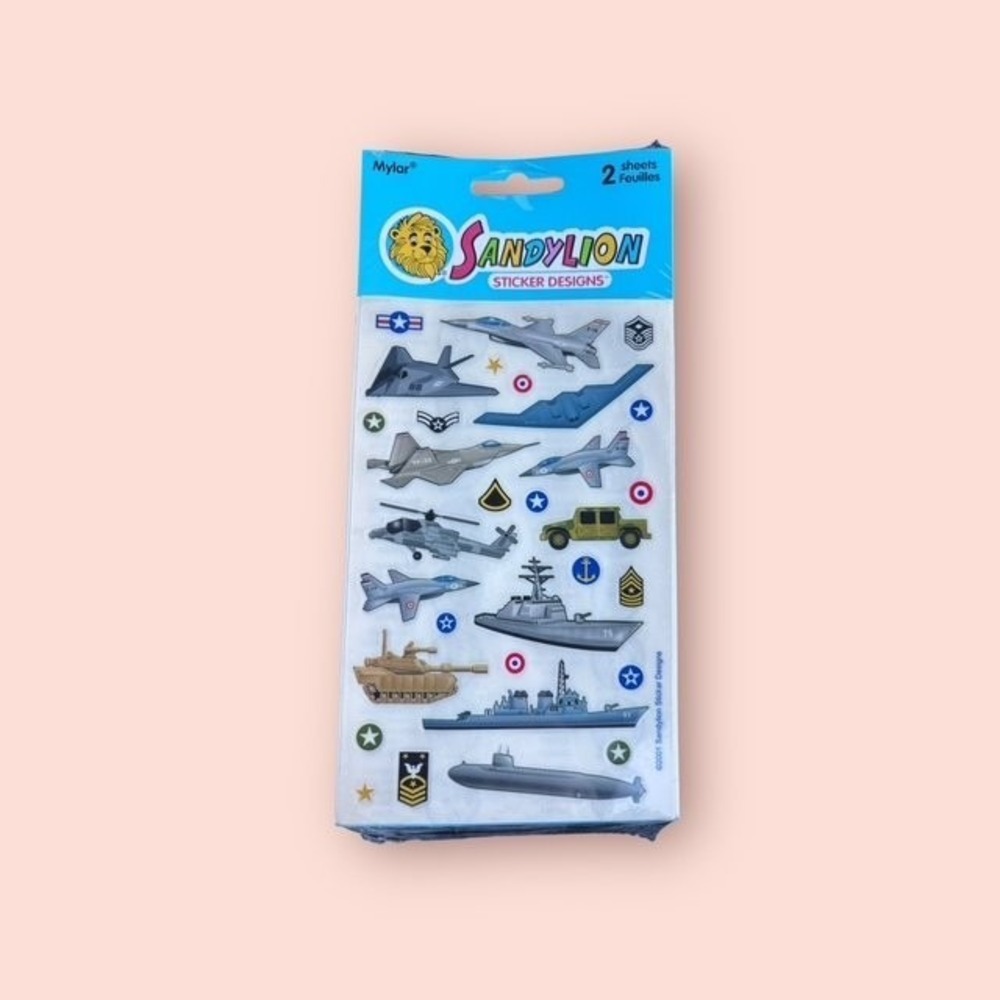 Vintage Sandylion Military Aircraft & Vehicle Stickers 2 Sheets Tank Jet VTG